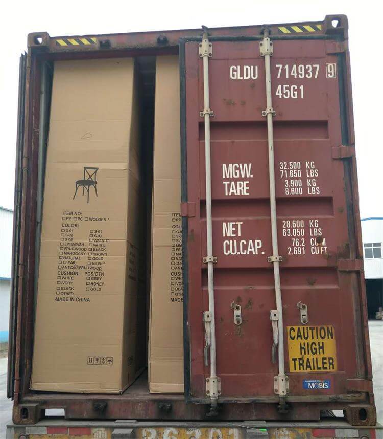 40 ft HQ loading cross back chairs