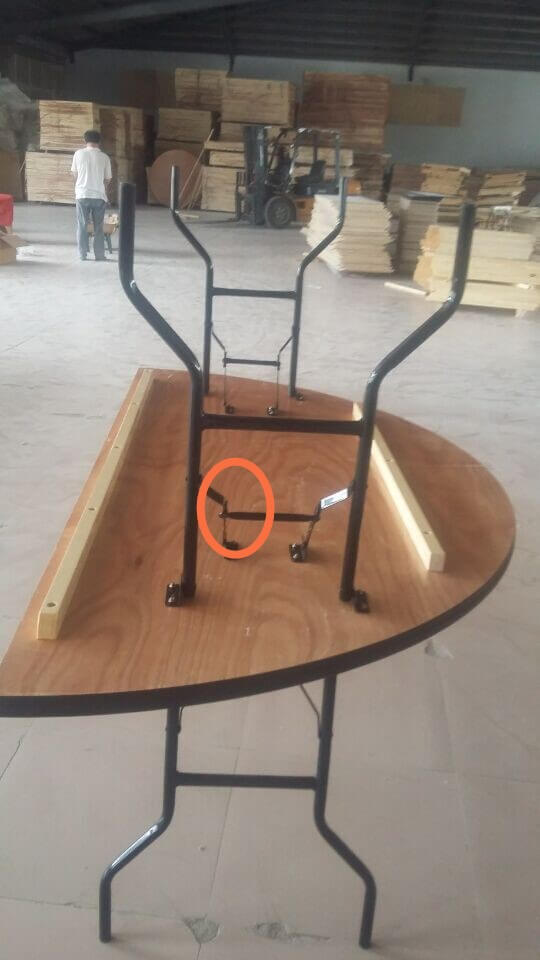 wooden half-round table