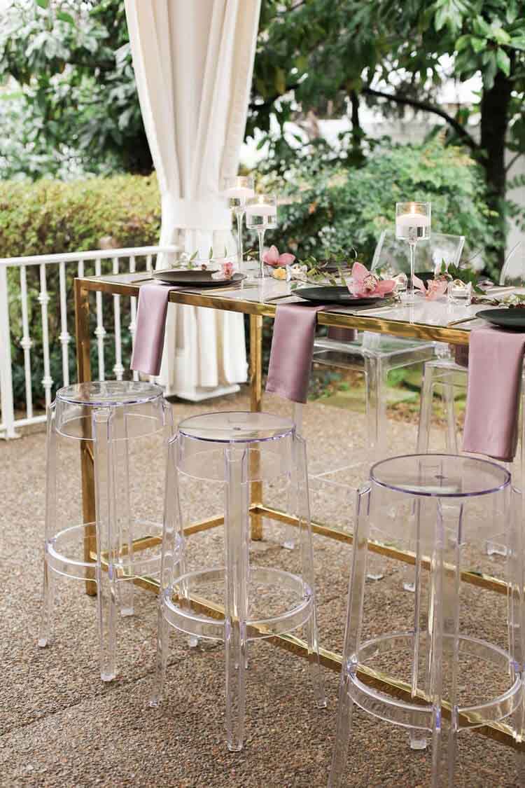 Acrylic tables with crystal resin chair