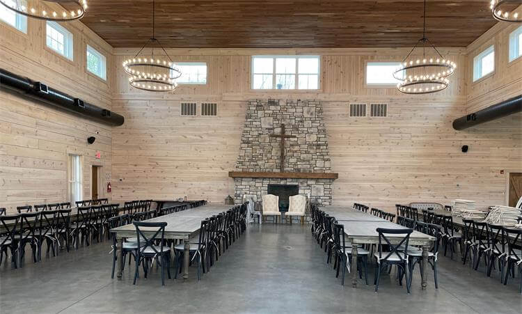 cross back chairs and farm tables