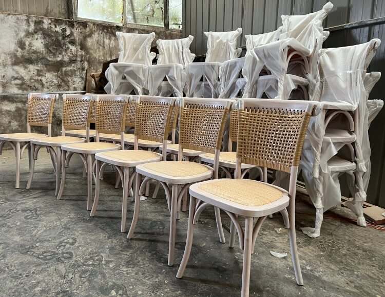 rattan cross back chair factory