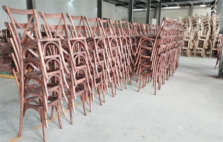 stackable stain cross back chairs