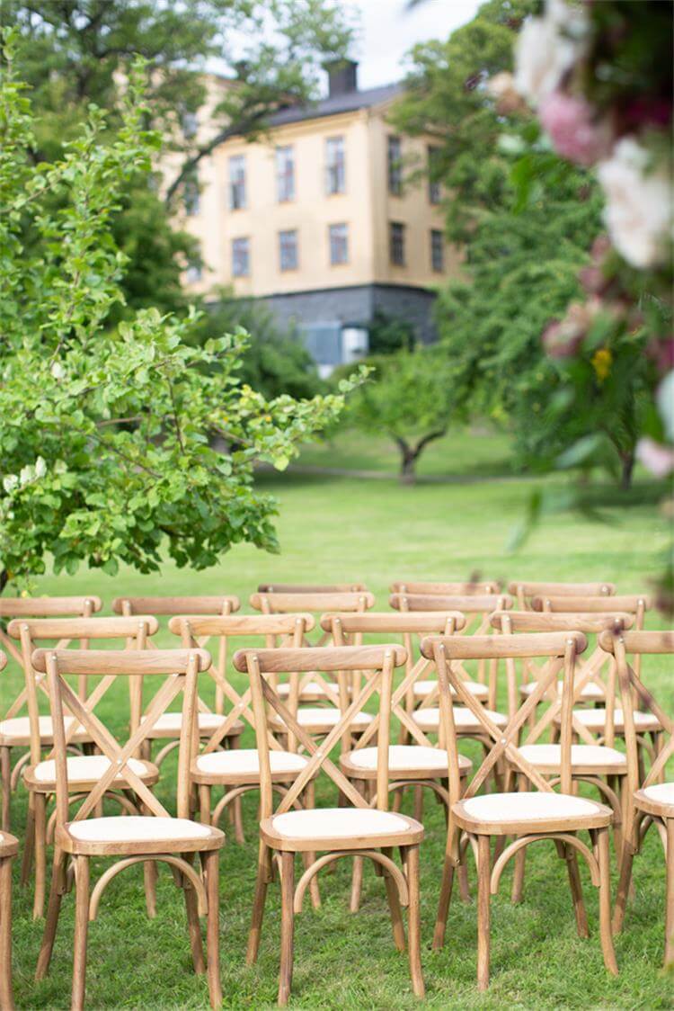 Stackable X Back Chair Rattan Seat