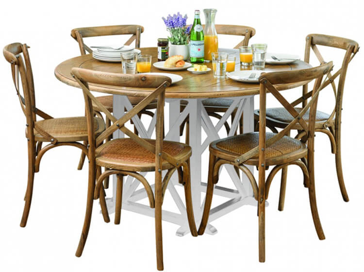 rattan seat wood crossback chairs
