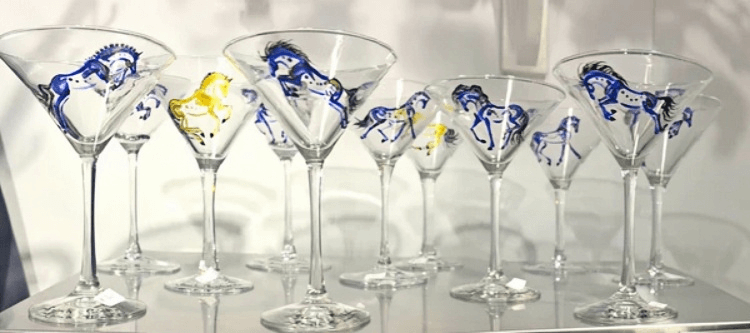 Spray Painted wedding glasses