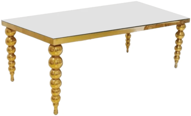 Stainless steel gold rectangular wedding table