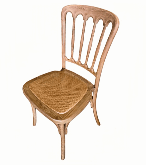 Resin Wood Look Wedding Chair With Woven Seat